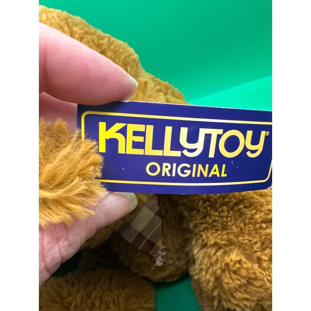Kellytoy Original Brown Plush Teddy Bear With Plaid Bow Tie - Stuffed Polyester - Picture 4 of 7
